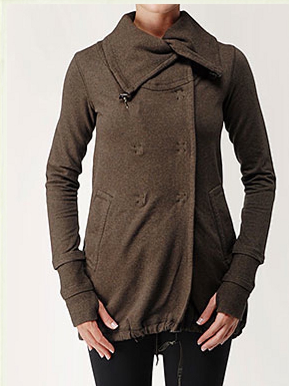 Lululemon Athletica Gratitude Wrap Heathered Fox Brown Drawstring Toggle Detail - Picture 2 of 10